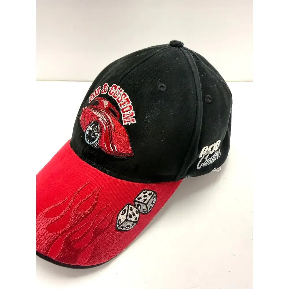 Hot Rod Custom Embroidered Flame Bill Adjustable Hat Cap Car Show Youth